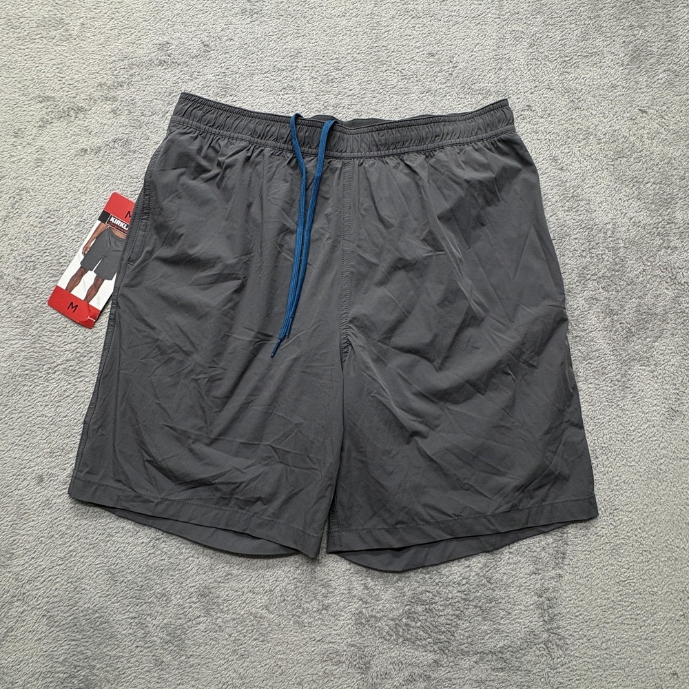 Kirkland Signature Swim Shorts Mens Medium Gray Drawstring Quick Dry Trunks New